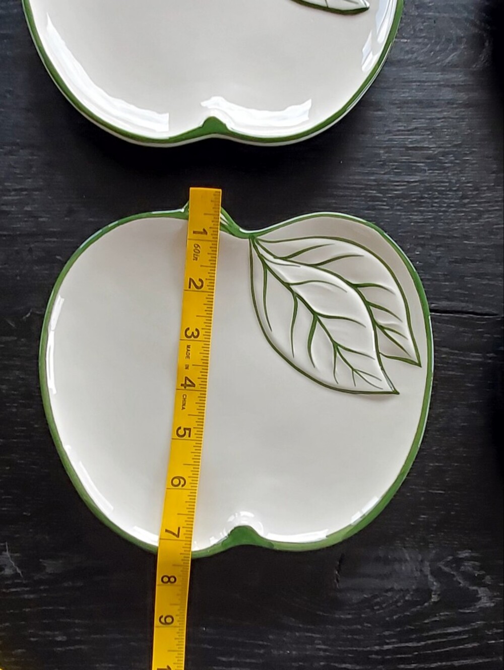 Zanolli Made In Italy White Green Ceramic Apple Shape Plates, Set 5, EUC - Picture 11 of 14